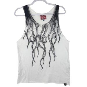 Inside Authentic Brand White Octopus Tentacle Graphic Tank Top Size M Men/Womens